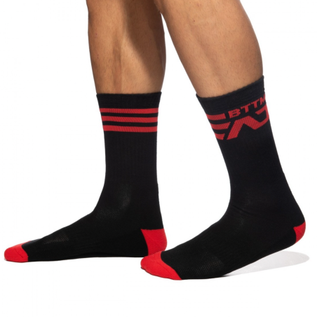 CHAUSSETTES BTTM ROUGE ET NOIR ADF147 - ADDICTED FETISH