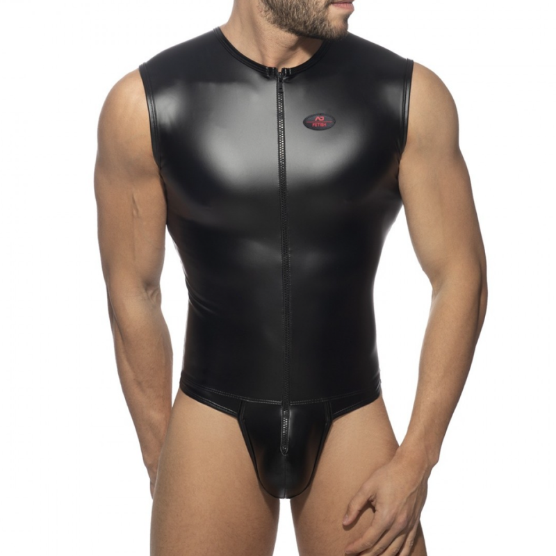 BODY-STRING ZIP RING UP SIMILICUIR NOIR ADF142 - ADDICTED FETISH BODY-STRING ZIP RING UP SIMILICUIR NOIR ADF142 - ADDICTED FETISH