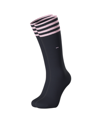 PAIRE DE CHAUSSETTES UNIS A FINITION RAYURES NOIRES EP1733A0100 - EDEN PARK