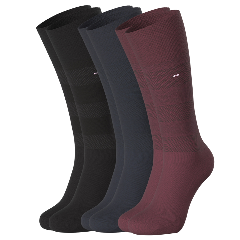 PACK DE 3 PAIRES DE CHAUSSETTES BLEU MARINE/BORDEAUX/NOIR EP1733A04P3 - EDEN PARK