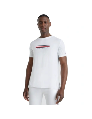 TEE SHIRT MANCHES COURTES COL ROND AVEC LOGO BLANC UM0UM02348 - TOMMY HILFIGER