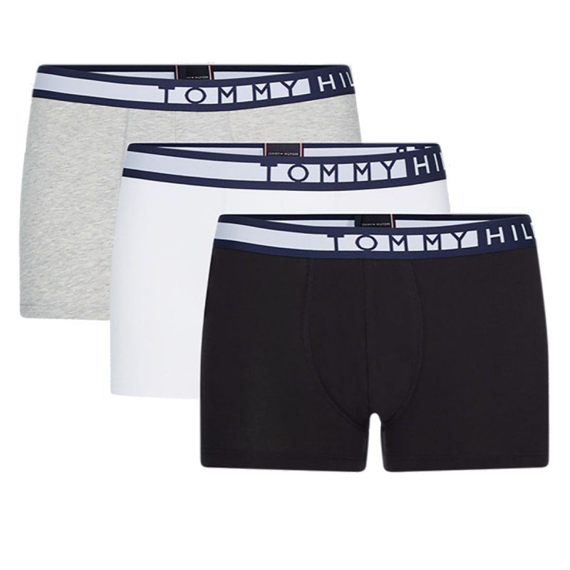 PACK DE 3 BOXERS EN COTON COURTS BLANC/NOIR/GRIS UM0UM01234 - TOMMY HILFIGER