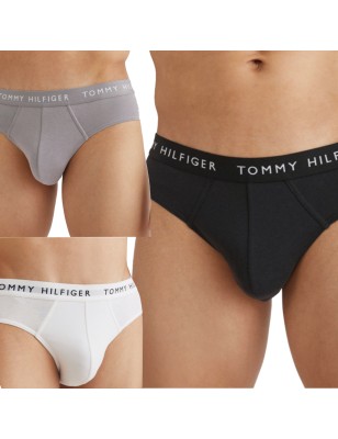 PACK DE 3 SLIPS EN COTON BLANC/GRIS/NOIR UM0UM02206 - TOMMY HILFIGER