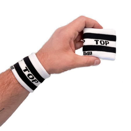 LOT DE 2 BANDEAUX/BRACELETS IDENTITY TOP EN COTON BLANC ET NOIR 92065 - BARCODE