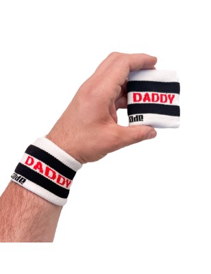 LOT DE 2 BANDEAUX/BRACELETS IDENTITY DADDY EN COTON BLANC 92069 - BARCODE