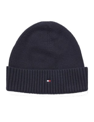 BONNET COTELE ESSENTIAL FLAG BEANNIE BLEU MARINE AM0AM10337 - TOMMY HILFIGER