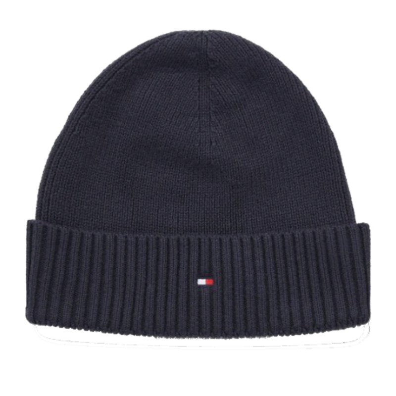 BONNET COTELE ESSENTIAL FLAG BEANNIE BLEU MARINE AM0AM10337 - TOMMY HILFIGER BONNET COTELE ESSENTIAL FLAG BEANNIE BLEU MARINE AM0AM10337 - TOMMY HILFIGER