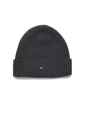 BONNET COTELE ESSENTIAL FLAG BEANNIE GRIS CHARBON AM0AM10337 - TOMMY HILFIGER