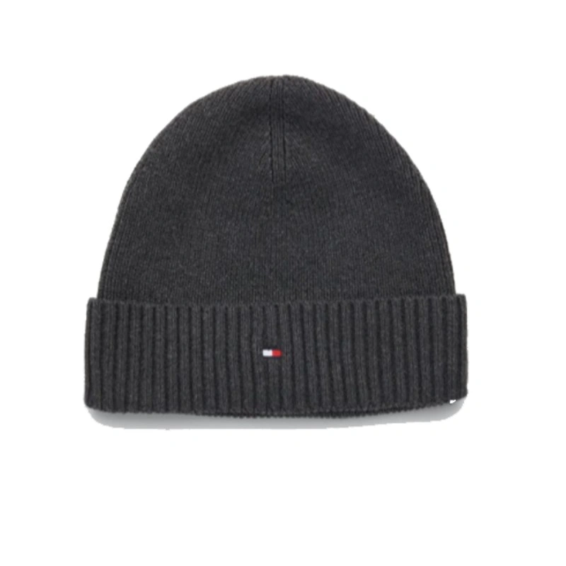 BONNET COTELE ESSENTIAL FLAG BEANNIE GRIS CHARBON AM0AM10337 - TOMMY HILFIGER