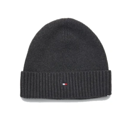 BONNET COTELE ESSENTIAL FLAG BEANNIE GRIS CHARBON AM0AM10337 - TOMMY HILFIGER
