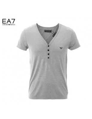 T-SHIRT EA7 GRAND COL EN V GRIS 111087-7P586 - EMPORIO ARMANI