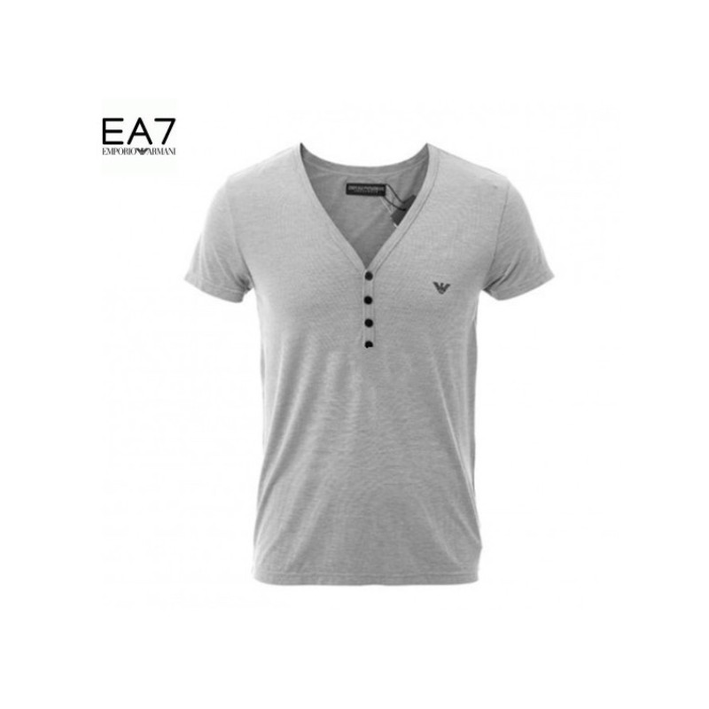 T-SHIRT EA7 GRAND COL EN V GRIS 111087-7P586 - EMPORIO ARMANI