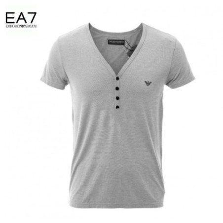 T-SHIRT EA7 GRAND COL EN V GRIS 111087-7P586 - EMPORIO ARMANI