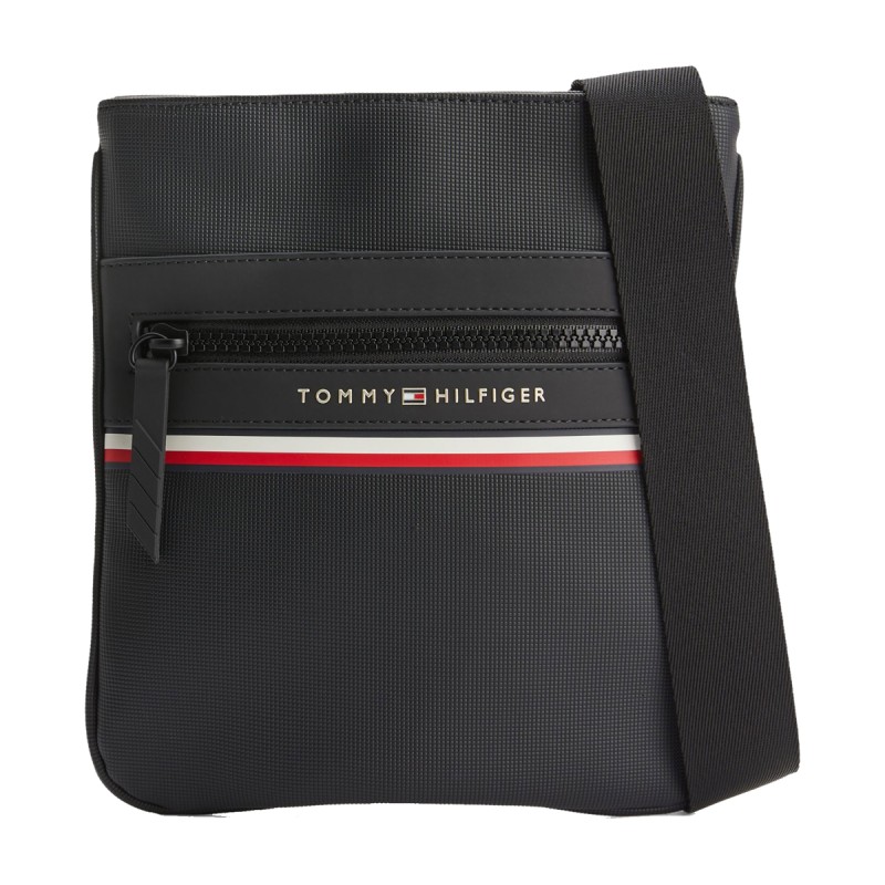 BESACE PLATE STRIPE MINI CROSSOVER NOIR M10298 - TOMMY HILFIGER BESACE PLATE STRIPE MINI CROSSOVER NOIR M10298 - TOMMY HILFIGER