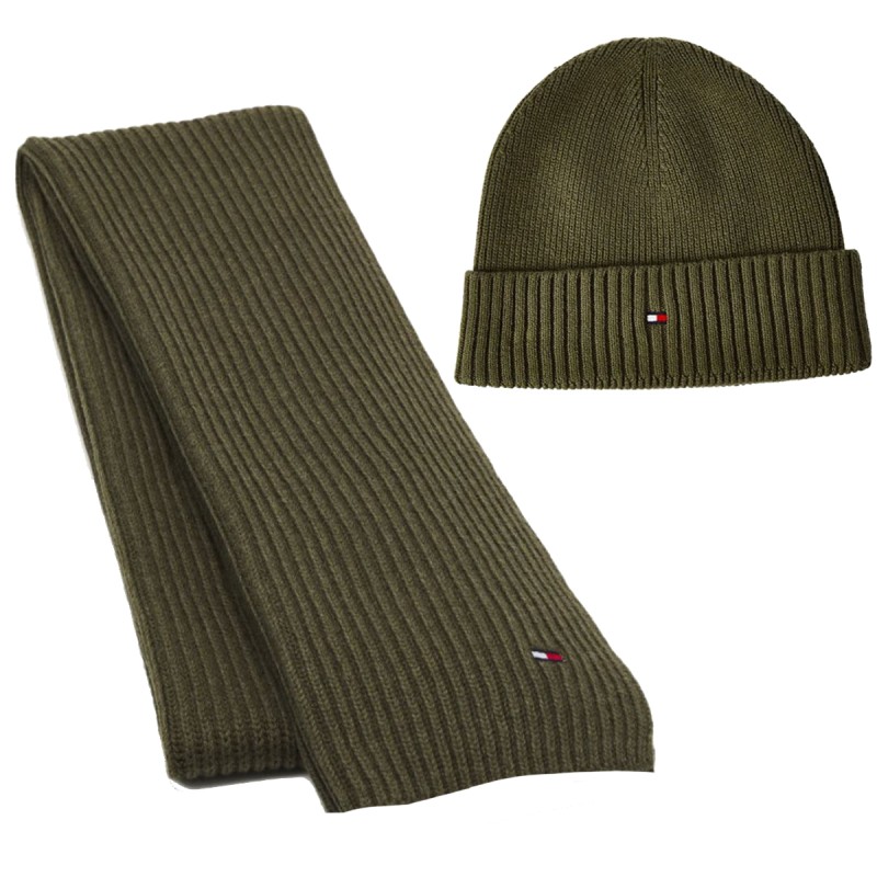 COFFRET D'HIVER ECHARPE ET BONNET GRIS AM0AM10356 - TOMMY HILFIGER