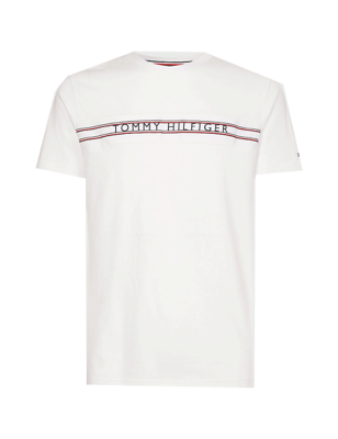 T-SHIRT BLANC A LOGO MANCHES COURTES UM0UM02422 - TOMMY HILFIGER