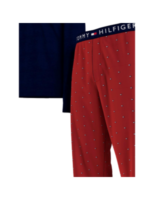 ENSEMBLE PYJAMA JERSEY BLEU MARINE/ ROUGE UM0UM01961 - TOMMY HILFIGER