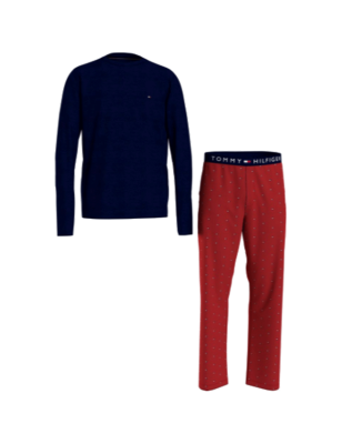 ENSEMBLE PYJAMA JERSEY BLEU MARINE/ ROUGE UM0UM01961 - TOMMY HILFIGER