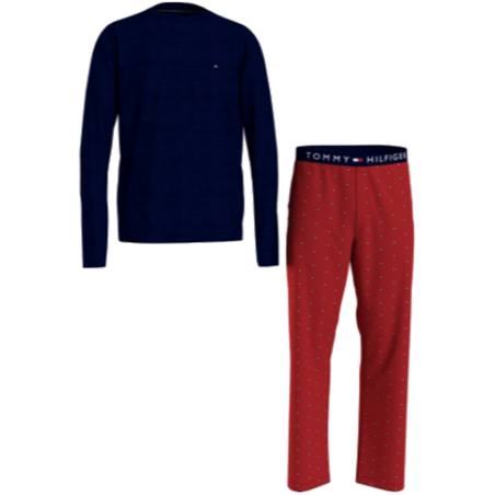 ENSEMBLE PYJAMA JERSEY BLEU MARINE/ ROUGE UM0UM01961 - TOMMY HILFIGER