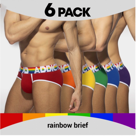 PACK DE 6 SLIPS COULEURS ARC EN CIEL AD1142P - ADDICTED