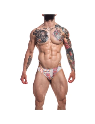 BIKINI A MOTIF AZTEC BLANC/VIOLET/ROUGE RENAISSANCE C4M01- CUT4MEN