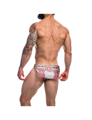 BIKINI A MOTIF AZTEC BLANC/VIOLET/ROUGE RENAISSANCE C4M01- CUT4MEN