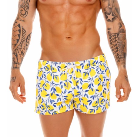 MINI SHORT DE BAIN LEMONS BLANC/JAUNE 1684 - JOR