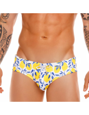 SLIP DE BAIN LEMONS JAUNE ET BLANC 1670 - JOR