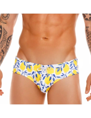 SLIP DE BAIN LEMONS JAUNE ET BLANC 1670 - JOR