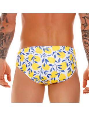 SLIP DE BAIN LEMONS JAUNE ET BLANC 1670 - JOR