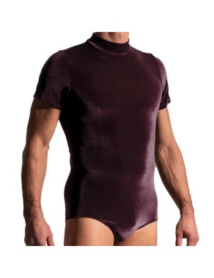 BODY MANCHES COURTES VIOLET VELOURS PULLOVER M2234 - MANSTORE