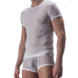 T-SHIRT BLANC COL V EN TULLE FIN TRANSPARENT M101 - MANSTORE T-SHIRT BLANC COL V EN TULLE FIN TRANSPARENT M101 - MANSTORE