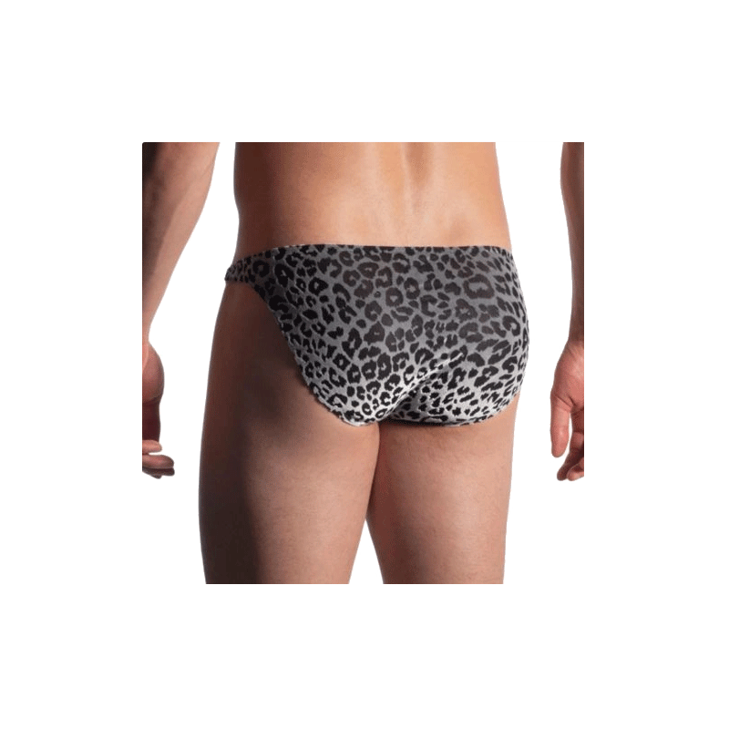 SLIP CIRCUS MICRO BRIEF EN VELOUR LEOPARD GRIS NOIR M908 MANSTORE