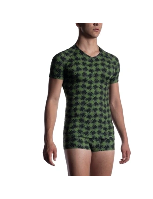 T-SHIRT V-NECK KAKI/VERT M800 - MANSTORE