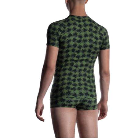 T-SHIRT V-NECK KAKI/VERT M800 - MANSTORE