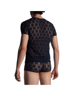 T-SHIRT MARINE EN DENTELLE POLYAMIDE TOWER STRING M853 - MANSTORE