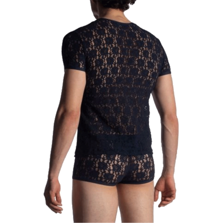 T-SHIRT MARINE EN DENTELLE POLYAMIDE TOWER STRING M853 - MANSTORE