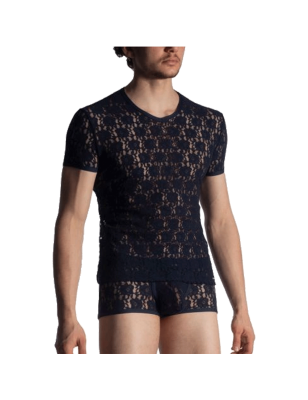 T-SHIRT MARINE EN DENTELLE POLYAMIDE TOWER STRING M853 - MANSTORE