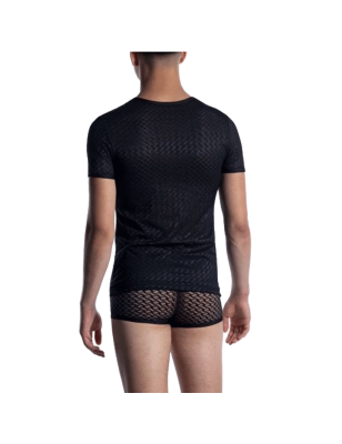 BODY STRING NOIR COL ROND EN DENTELLE NOIRE M2053 - MANSTORE