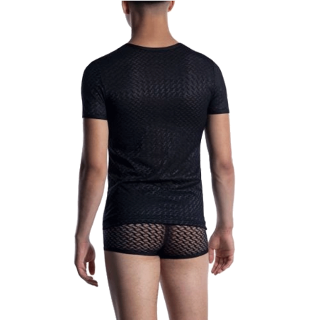 BODY STRING NOIR COL ROND EN DENTELLE NOIRE M2053 - MANSTORE