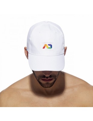 CASQUETTE BLANCHE LOGO ARC EN CIEL AD1118 - ADDICTED