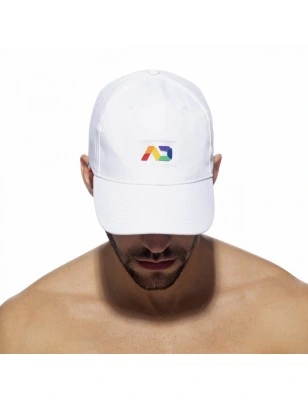 CASQUETTE BLANCHE LOGO ARC EN CIEL AD1118 - ADDICTED