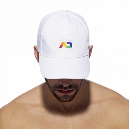 CASQUETTE BLANCHE LOGO ARC EN CIEL AD1118 - ADDICTED