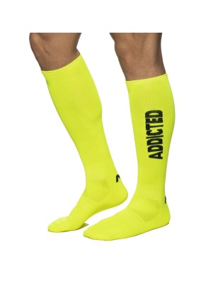 CHAUSSETTES TRES HAUTES JAUNE FLUO AD1155 - ADDICTED