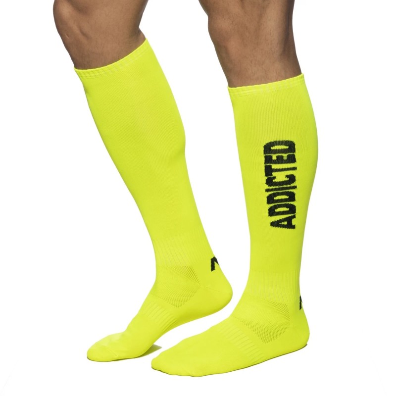 CHAUSSETTES TRES HAUTES JAUNE FLUO AD1155 - ADDICTED