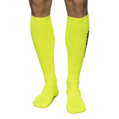 CHAUSSETTES TRES HAUTES JAUNE FLUO AD1155 - ADDICTED