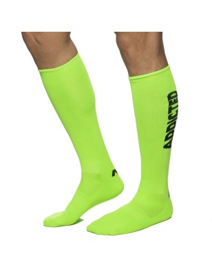 CHAUSSETTES TRES HAUTES VERT FLUO AD1155 ADDICTED