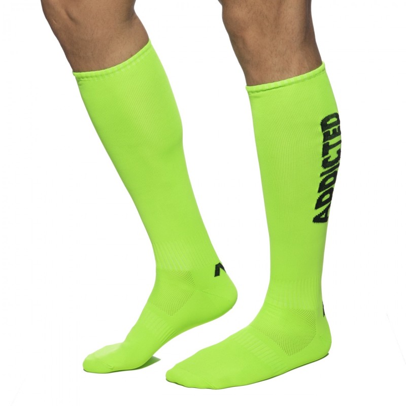 CHAUSSETTES TRES HAUTES VERT FLUO AD1155 - ADDICTED