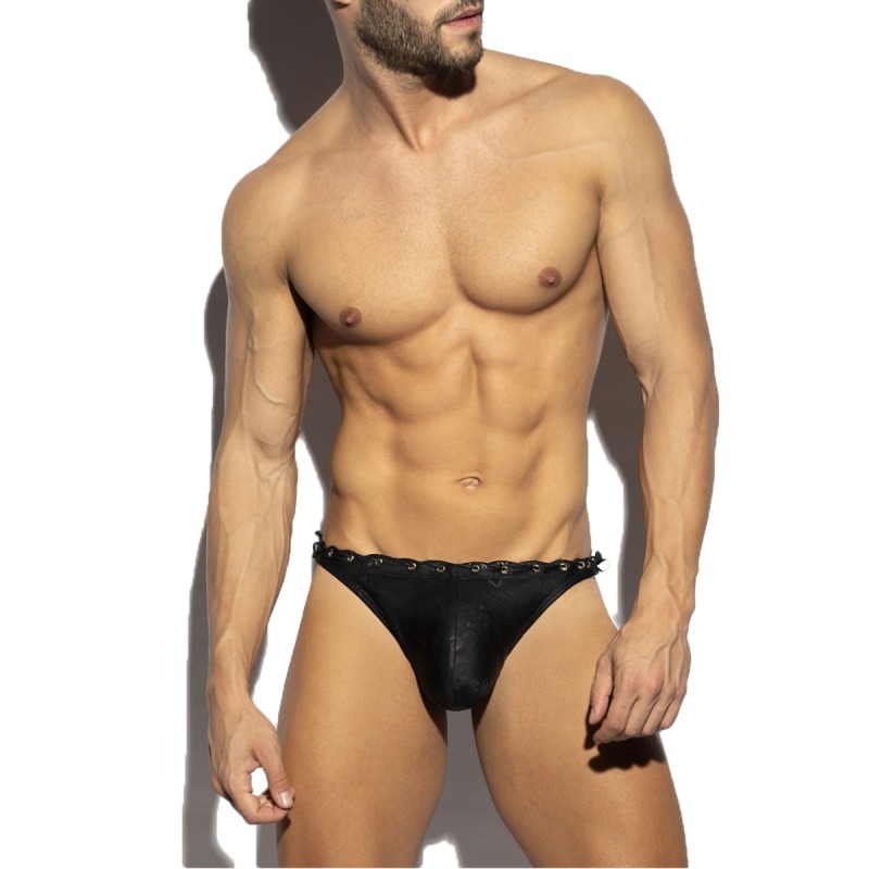 SLIP DE BAIN NOIR EFFET SERPENT 2226 - ES COLLECTION SLIP DE BAIN NOIR EFFET SERPENT 2226 - ES COLLECTION