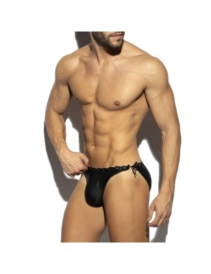 SLIP DE BAIN NOIR EFFET SERPENT 2226 - ES COLLECTION